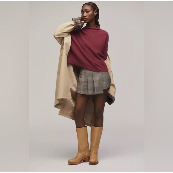 Anthropologie Alani 100% Cashmere Mock Neck Sweater Mauve Purple Small - Picture 1 of 8